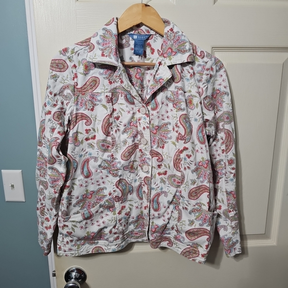 Koret Stylish‎ Cotton Blend Paisley Print Yoked Jacket Coat Size S Good PreOwned